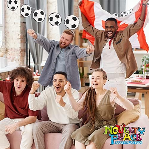 חידוש מקום כדורגל מסיבת קישוט באנרים 32 יחידות - כדורגל כדור כדורגל דפוס זרי גבתון קישוטי כרטיסי לילדים