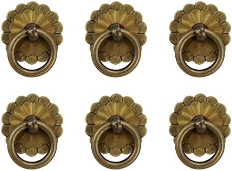 FAOTUP 6 יחידות משיכות טבעת פרחים ברוז, טבעת משיכה דקורטיבית, טבעות משיכה וינטג ', חומרת טבעת משיכת