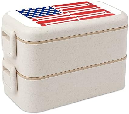 דגל אמריקאי בייסבול כפול כפול בנטו קופסת ארוחת צהריים בנטו מיכל ארוחת צהריים לשימוש חוזר עם כלי אוכל