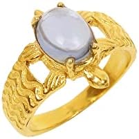 פיליגרן עיצוב זהב מצופה פליז בעבודת יד הצהרת כחול טופז הידרו קרושון אבן טבעת