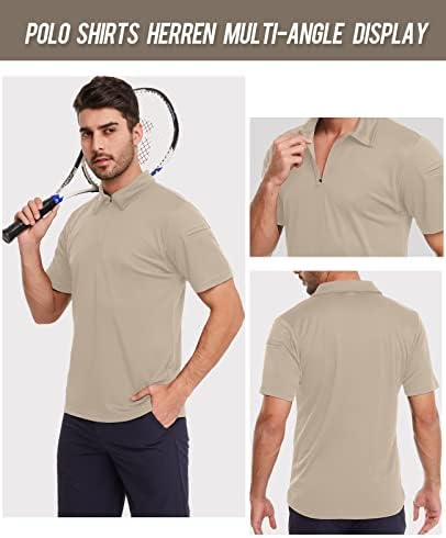 חולצות פולו של enethoo לגברים חולצת גולף חולצה טקטית מהירה חולצה צווארון שרוול קצר יבש עם כיס לחיצוניות