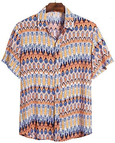 דפוסי HDZWW חולצות טי גברים כפתור שרוול קצר בקיץ למטה חולצת טשט
