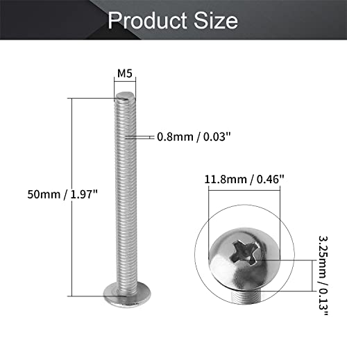 MROMAX M5 X 50 ממ ברגי מכונה פיליפס בורג ראש צלב מסבך 304 ברגים מחברים נירוסטה 10 יחידות