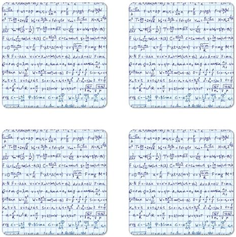 סט רכבת כחול לונאליינית של 4, נושא מדעי עם פיזיקה כתובה ביד פורמולה שיעור שיעור הערות סטודנט איור, חופי