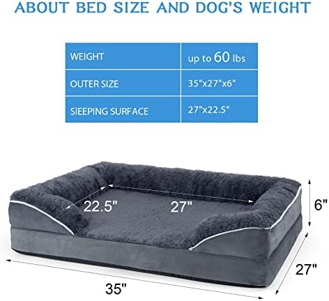מיטת כלבים גדולה אורתופדית רחיצה, מיטת ספת כלבים לשינה נוחה, קצף ביצה אורתופדית מיטת כלבים עם כיסוי