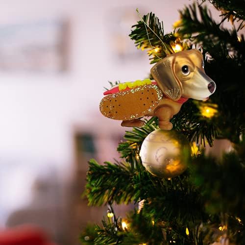 כוס ויינר מפוצץ ביד כלב כלב תחשוף ראשון לחג המולד 2023 קישוט עץ, אוכל וקישוטים לגורים קישוטי חג מצחיקים