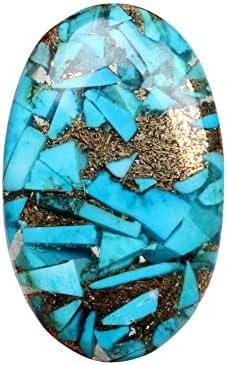 Real-Gems 27.15 Ct. נחושת טבעית רופפת טורקיז אבן חן סגלגלה מבריקה, לייצור תכשיטים אבן אנרגיה, עטיפת
