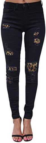 Andongnywell Mid מותן נשים בברך ג'ינס רזים במצוקה קרועה ג'ינס