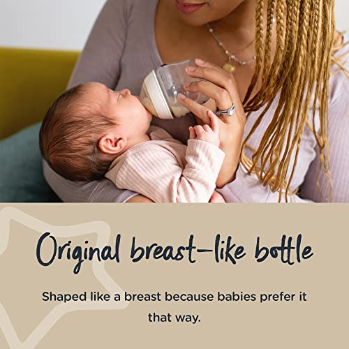 טוממי טיפי קרוב יותר לטבע תינוק בקבוקים, פיאסטה אוסף איטי זרימת שד-כמו פטמה עם אנטי-קוליק שסתום