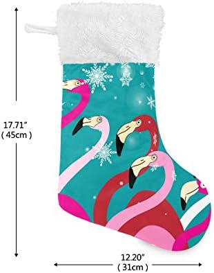 גרבי חג המולד של Alaza פלמינגו לחג המולד עם קישוטי גרביים גדולים של פתית שלג קלאסית למסיבה של עונת החג