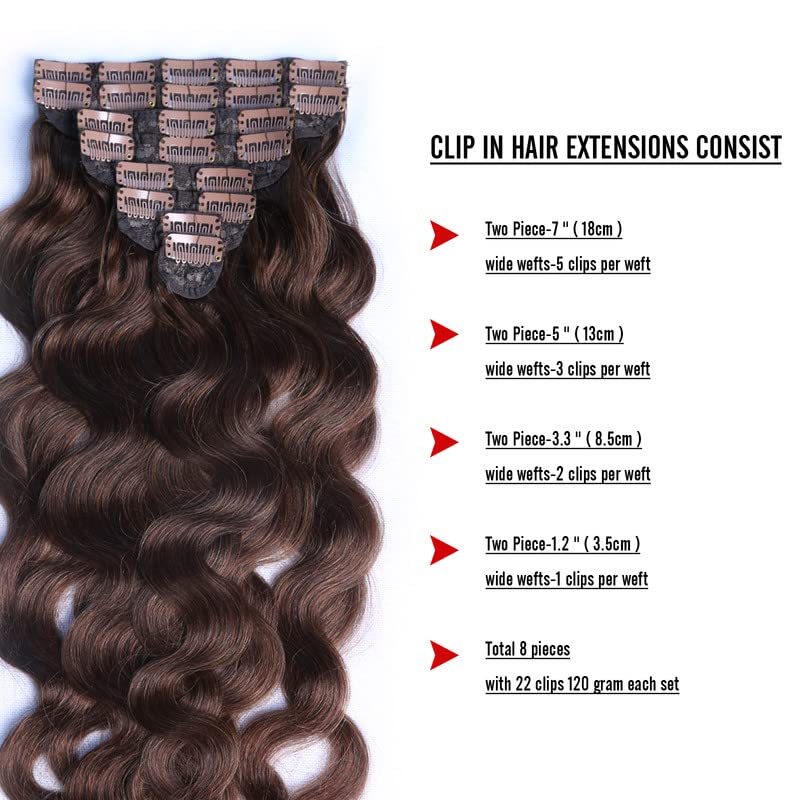 קליפ שיער הרחבות שיער טבעי 120 גרם 8 יחידות גוף גלי מתולתל עבה אמיתי אדם טבעי שיער הרחבות עבור נשים