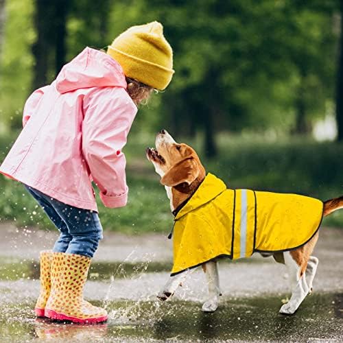 מעיל גשם לכלבים דוליטגו-מעיל גשם לכלבים רפלקטיבי, מעיל גשם לכלבים עמיד למים עם קפוצ 'ון, מעיל כלב פונצ'