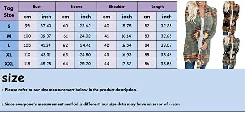 אצטק הדפס קרדיגן לנשים קל משקל קז'ון פתוח פתוח עטוף חולצה רטרו חולצה שרוול ארוך כיסוי סוודרים