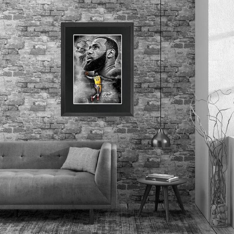 דפוס אמנות קיר של לברון ג'יימס, דפוס אמנות קיר, ככתר קינג לברון ג'יימס תפאורה ספורטיבית, פוסטר שחור