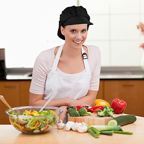 2 יחידות שף כובע מטבח בייקר בישול שף כובע שחור מזון שירות רשתות שיער לנשים גברים עם שוליים