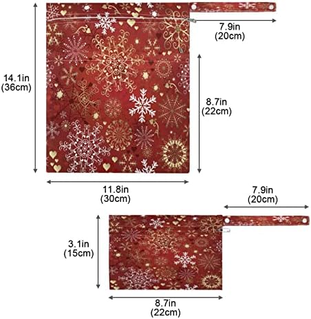 Tropicallife חג המולד חג המולד פתיתי שלג 2 יחידים שקית יבשה רטובה לבגד ים גלקסי דפוס חיתול בד רטוב שקית