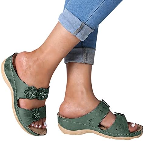 סנדלים קוואליים לנשים בקיץ לבוש, סנדלי נשים אורטופדי סנדלי בוהן פתוחה רטרו אנטי להחליק נעליים נוחות