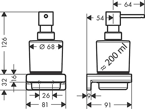 Hansgrohe 41745340 מתקן סבון AddStoris, Chrome שחור מוברש