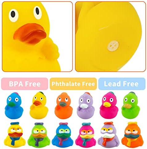 גומי ברווזים, 12 חבילה צבעוני גומי ברווזים בתפזורת,צעצועי אמבטיה לפעוטות 1 2 3 4 5 בני בנות תינוק צף