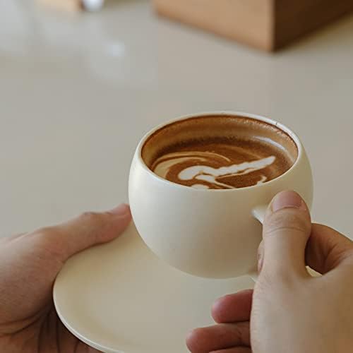 ספל קפה בצורת ביצה של וונשו, ספל תה עגול עם צלוחית, מט קרסמה, 8 עוז