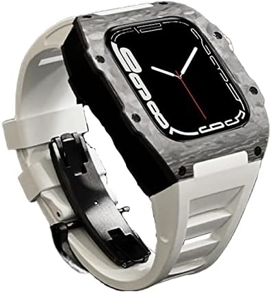 ערכת רצועת סגסוגת סיבי פחמן יוקרתית של Vevel Set for Apple Watch Series 8, 45 ממ פס גומייה DIY DIY Wezel