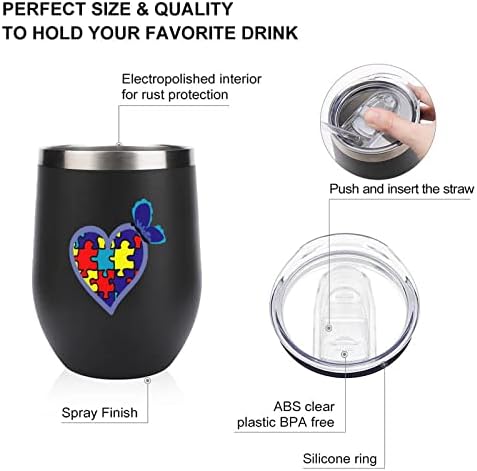 אוטיזם מודעות תמיכה אהבת בקבוק כוס עם מכסה מבודד נירוסטה כוס כפול קיר משרד בית כוסות