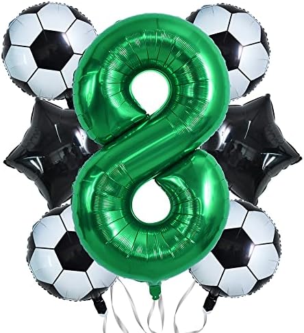 32 אינץ כדורגל בלוני סט 8 יום הולדת קישוט ירוק מספר 8 רדיד כדורגל בלון שחור כוכב בלונים לילדים של בני