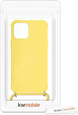 מארז kwmobile Crossbody תואם למקרה Apple iPhone 12 Pro Max - TPU כיסוי סיליקון עם רצועה - צהוב בהיר