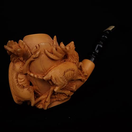 אגובם צבי משפחה בלוק מרשאום עישון צינור טבק בעבודת יד מגולף תורכי צינור אסם-1