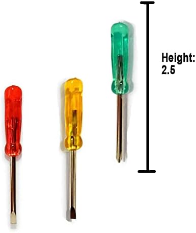 מיני מברג סט מחזיק מפתחות, 2.5 סנטימטרים עם מפתח שרשרת, שטוח ראש, פיליפס מברג 3 צבעים