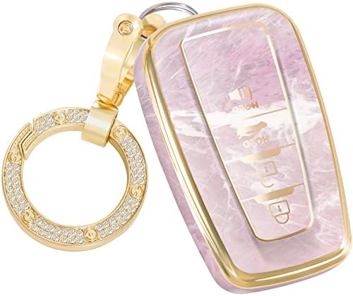 SweetBond עבור טויוטה Highlander Key Fob כיסוי, מעטפת מפתח אופנה עם מחזיק מפתחות זהב יהלום