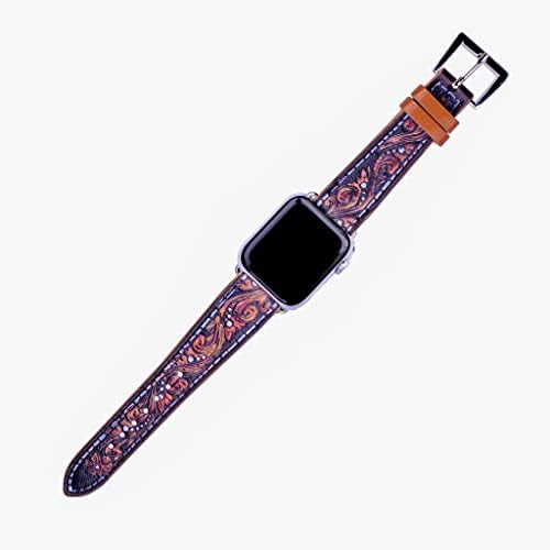 Wondernet Western Watchband עבור Apple Watch Size 38 ממ, 40 ממ, 41 ממ, 42 ממ, 44 ממ, 45 ממ וסדרה 8,7,6,5,4,3,2,1