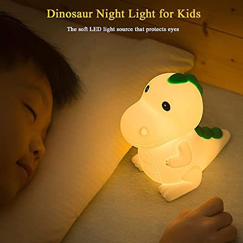 חמוד תינוק לילה אור, סיליקון דינוזאור ילדים משתלת לילה אור עם 7 צבעים ברז שליטה, נטענת מיטת שולחן מנורת