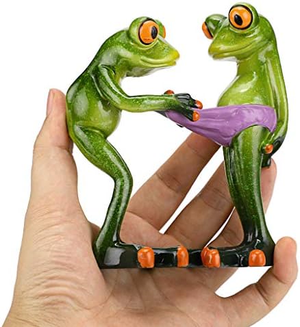 Juxyes Creative Craft שרף צפרדע עיצוב פסלון, פסל פיסול צפרדע מצחיק, פסל פסלונים איסוף בעלי חיים בהתאמה