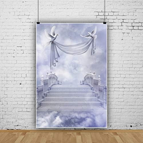 תמונה 8 * 10 רגל מדרגות לגן עדן רקע ממלכת אלוהים רקע גן עדן מדרגות שמיים קדושים עננים יונה רקע הכנסייה