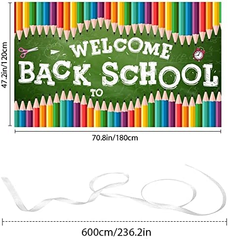 ברוכים השבים לבית הספר תפאורות אבזרי לוח צבעוני עטים ברוכים השבים לבית הספר לוגו באנר ראשון יום של בית