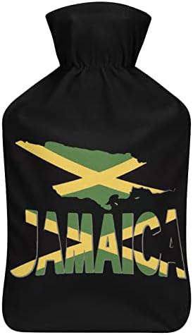 דגל ג'מייקה מפת גומי בקבוק מים חמים עם כיסוי פליס כפות ידיים שקית מים חמים יותר