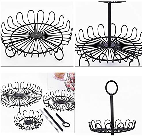 עמדת הקאפקייקס של Holppo Premier Housewares 2-שכבת עוגת Cupcake Stand Stand Stand עגול צלחת מתכת קינוח