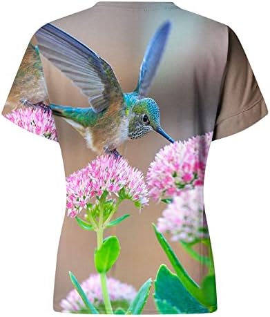 קיץ חולצות לנשים הדפסת יונק דבש קצר שרוול חולצת טי מקרית גרפי חולצות פרחוני טוניקת טיז חולצה