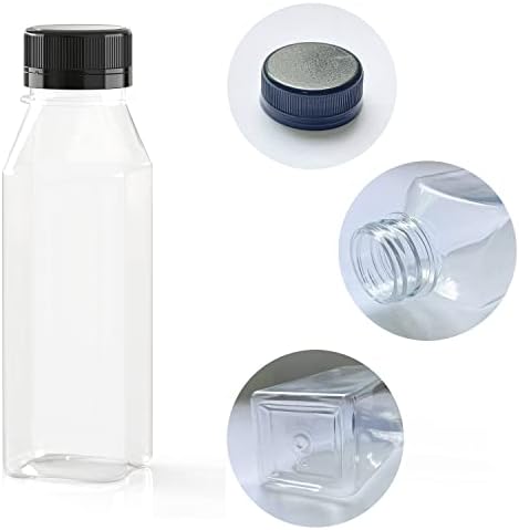 מולו 12 אונקיה פלסטיק מיץ בקבוקים, ריק פלסטיק מיץ בקבוקים עם כובעים, לשימוש חוזר ולזיין בקבוקים, עבור