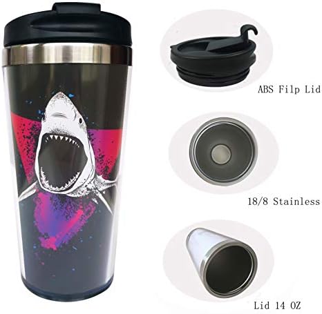 ספל קפה נסיעות כריש לנשים כוס כוס מבודדת תרמית עם מכסה 14 עוז