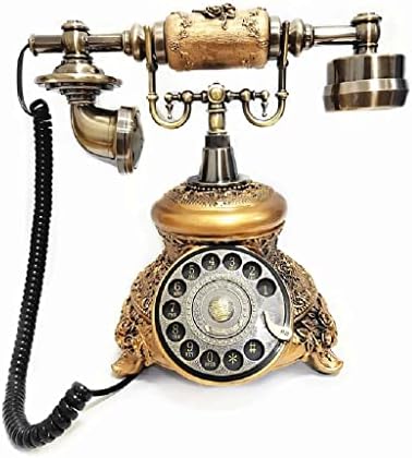 Quul עתיק טלפון טלפוני מוזהב רטרו וינטג 'טלפון שולחן חיוג סיבוב