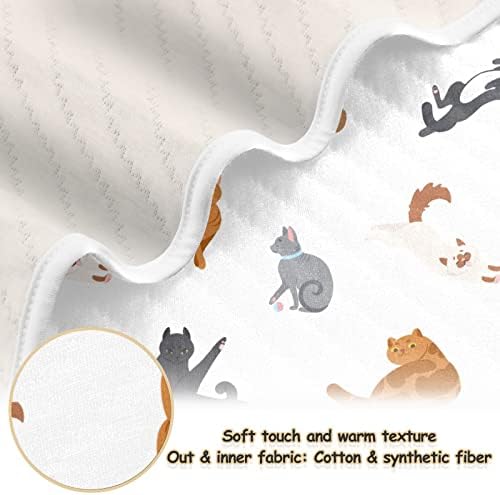 חתולי שמיכה חוטפים גזעים שונים שמיכת כותנה לתינוקות, מקבלת שמיכה, שמיכה רכה קלה משקל עריסה, טיולון,