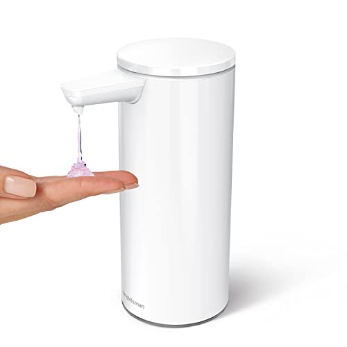 Simplehuman 9 oz. חיישן ללא מגע מתקן משאבת סבון נוזלי, נירוסטה לבנה