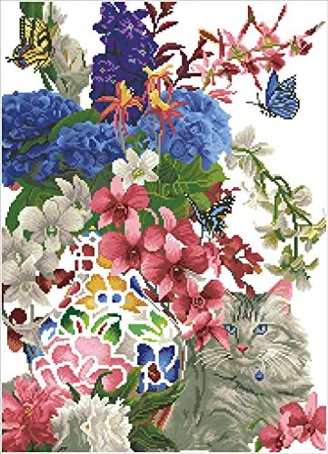 יהלומי דוץ מוזהב חתול & מגבר; פרחים יהלומי ציור ערכת 28.35 איקס 20.47