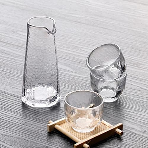 סט זכוכית קאבילוק סט זכוכית סט חממה תפאורה 4 יחידות זכוכית סאקה יפנית הגדרת בקבוק זכוכית צלולה 4 כוסות