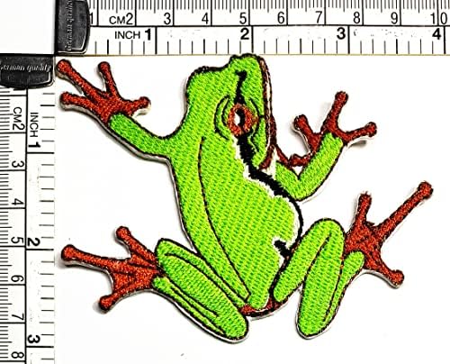 קליינפלוס 3 יחידות. ירוק צפרדע ברזל על תיקוני חמוד בעלי החיים קריקטורה ילדים צפרדע אופנה סגנון רקום
