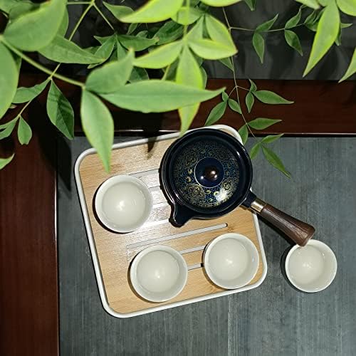 Farusy Kung Fu כוס תה סט קומקום סיבוב נייד לבית, משרד, נסיעות, קמפינג, דיג