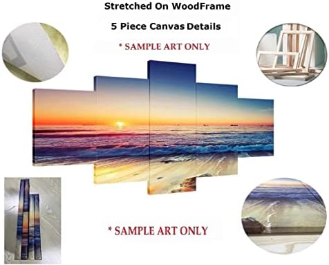 עץ גדול ממוסגר 5 קטעים קיר קיר קיר חוף חוף עצי דקל גשר 5 פאנל קנבס ציור הדפס תמונות יצירות אמנות מודרניות
