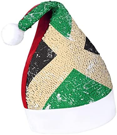 ג ' מייקה רטרו דגל מצחיק חג המולד כובע נצנצים סנטה קלאוס כובעי גברים נשים חג המולד מסיבת חג קישוטים